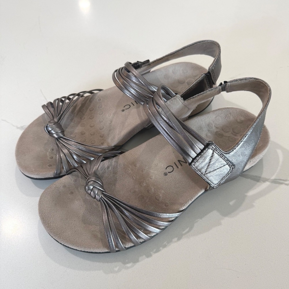 Vionic Talulah Metallic Silver Strappy Knot Comfort Sandals Women's Size‎ 7 - Picture 8 of 11